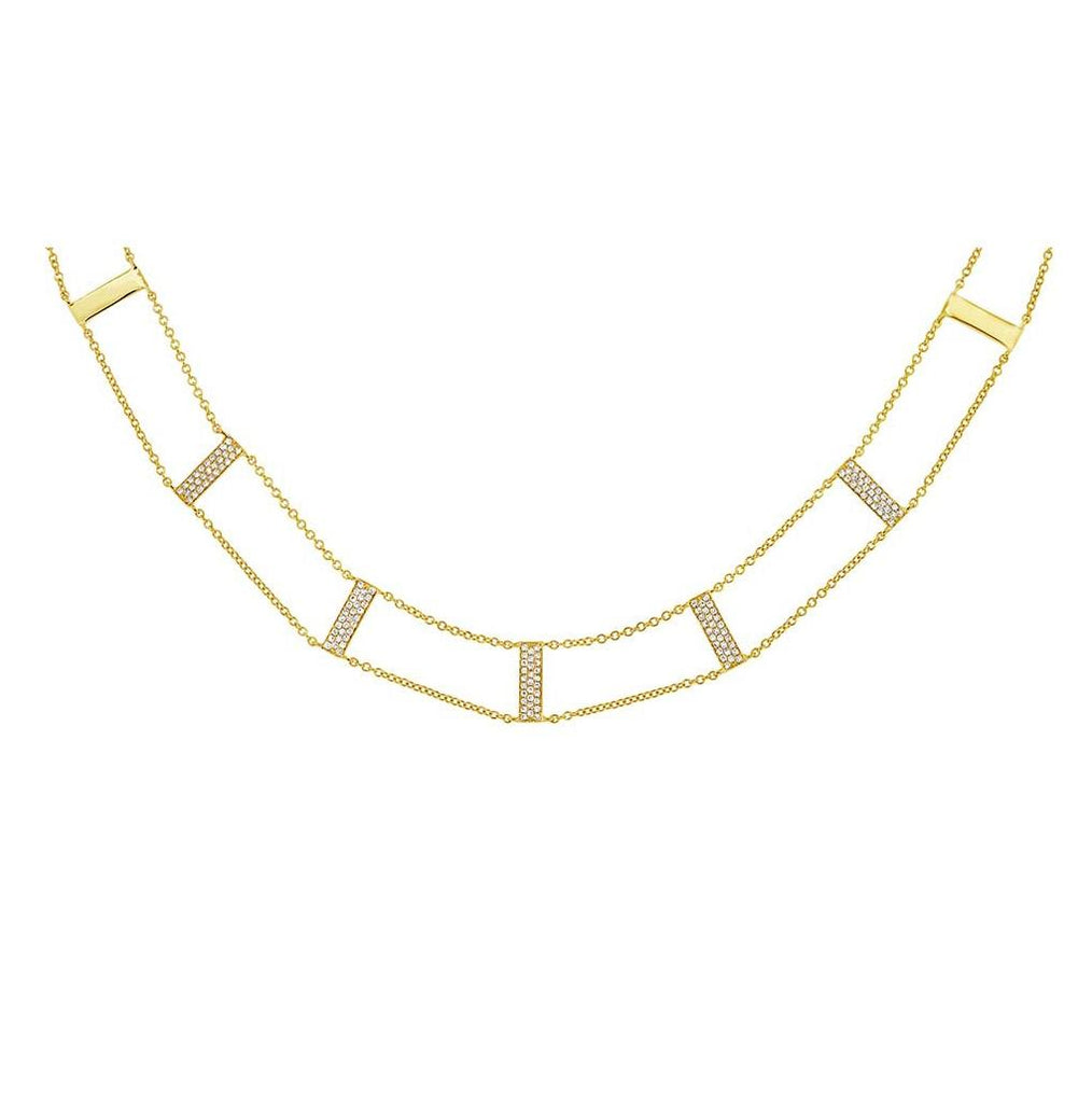 0.33 Ctw 14k Yellow Gold Diamond Ladder Necklace