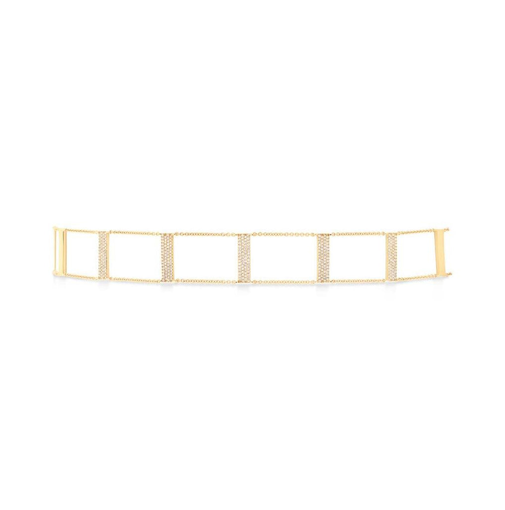 0.71 Ctw 14k Yellow Gold Diamond Ladder Choker Necklace