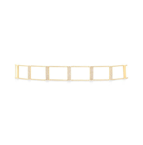 0.71 Ctw 14k Yellow Gold Diamond Ladder Choker Necklace