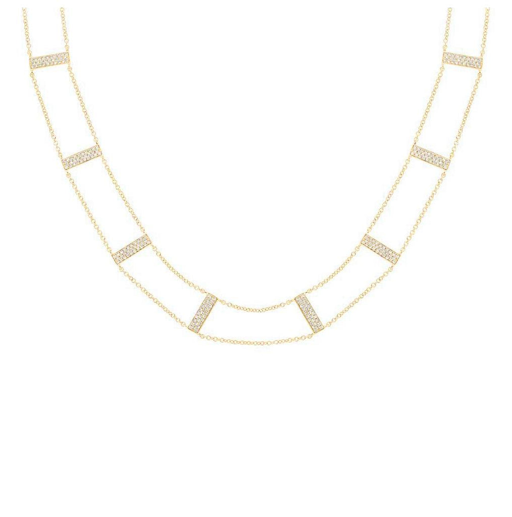 0.71 Ctw 14k Yellow Gold Diamond Ladder Necklace