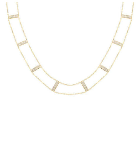 0.71 Ctw 14k Yellow Gold Diamond Ladder Necklace