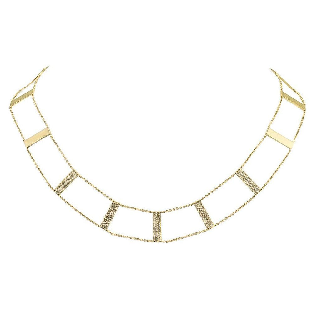 0.71 Ctw 14k Yellow Gold Diamond Ladder Necklace