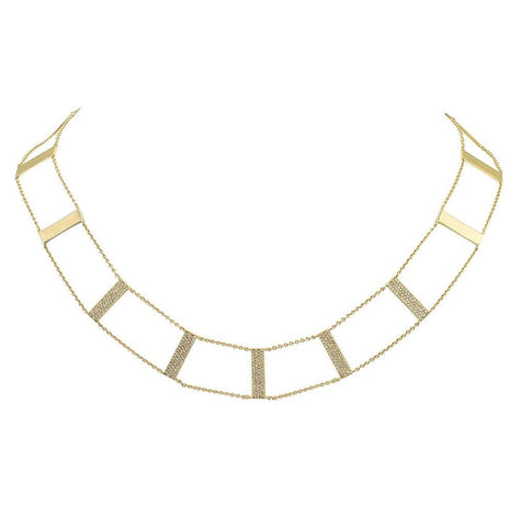 0.71 Ctw 14k Yellow Gold Diamond Ladder Necklace