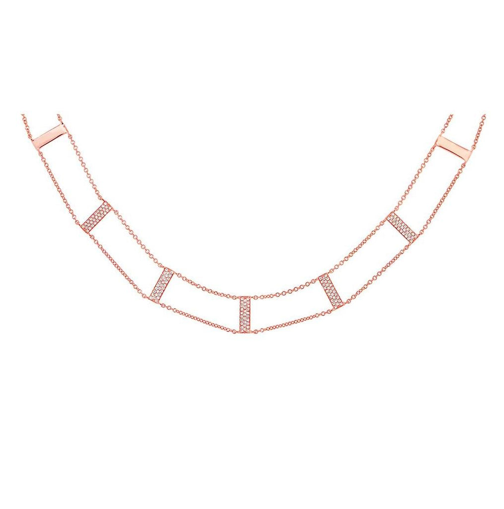 0.33 Ctw 14k Rose Gold Diamond Ladder Necklace