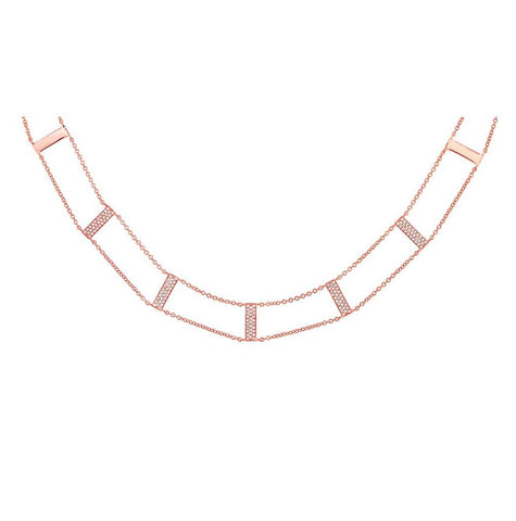 0.33 Ctw 14k Rose Gold Diamond Ladder Necklace