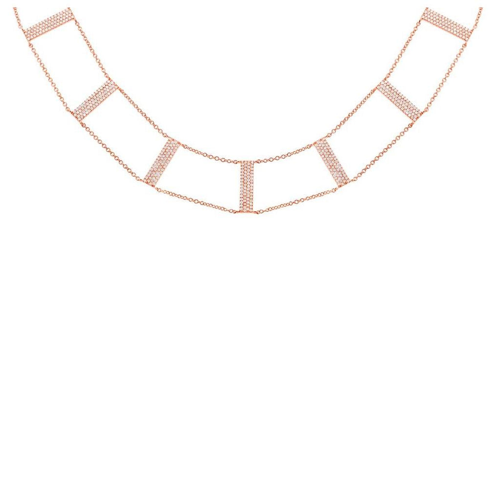 14k Rose Gold Diamond Ladder Necklace