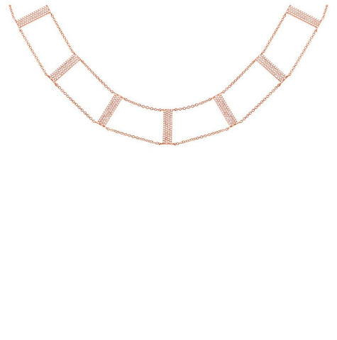 14k Rose Gold Diamond Ladder Necklace