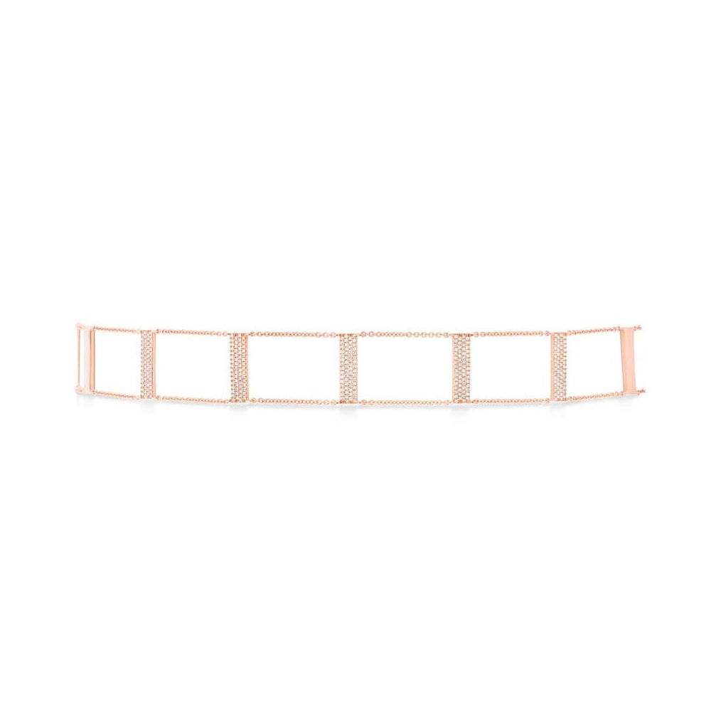 0.71 Ctw 14k Rose Gold Diamond Ladder Choker Necklace