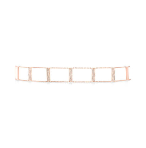 0.71 Ctw 14k Rose Gold Diamond Ladder Choker Necklace