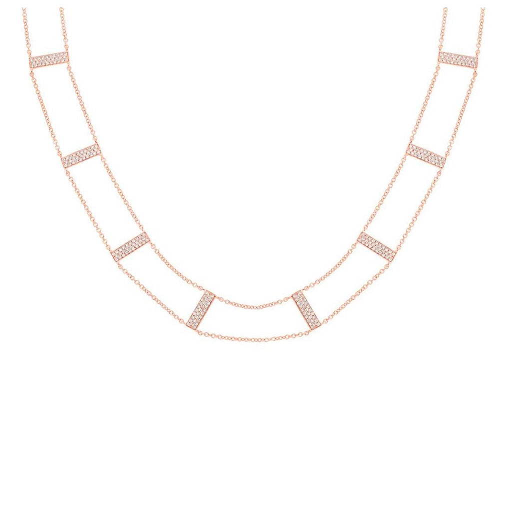 0.71 Ctw 14k Rose Gold Diamond Ladder Necklace