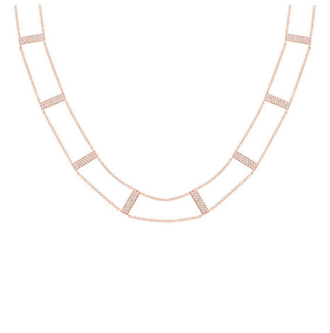 0.71 Ctw 14k Rose Gold Diamond Ladder Necklace