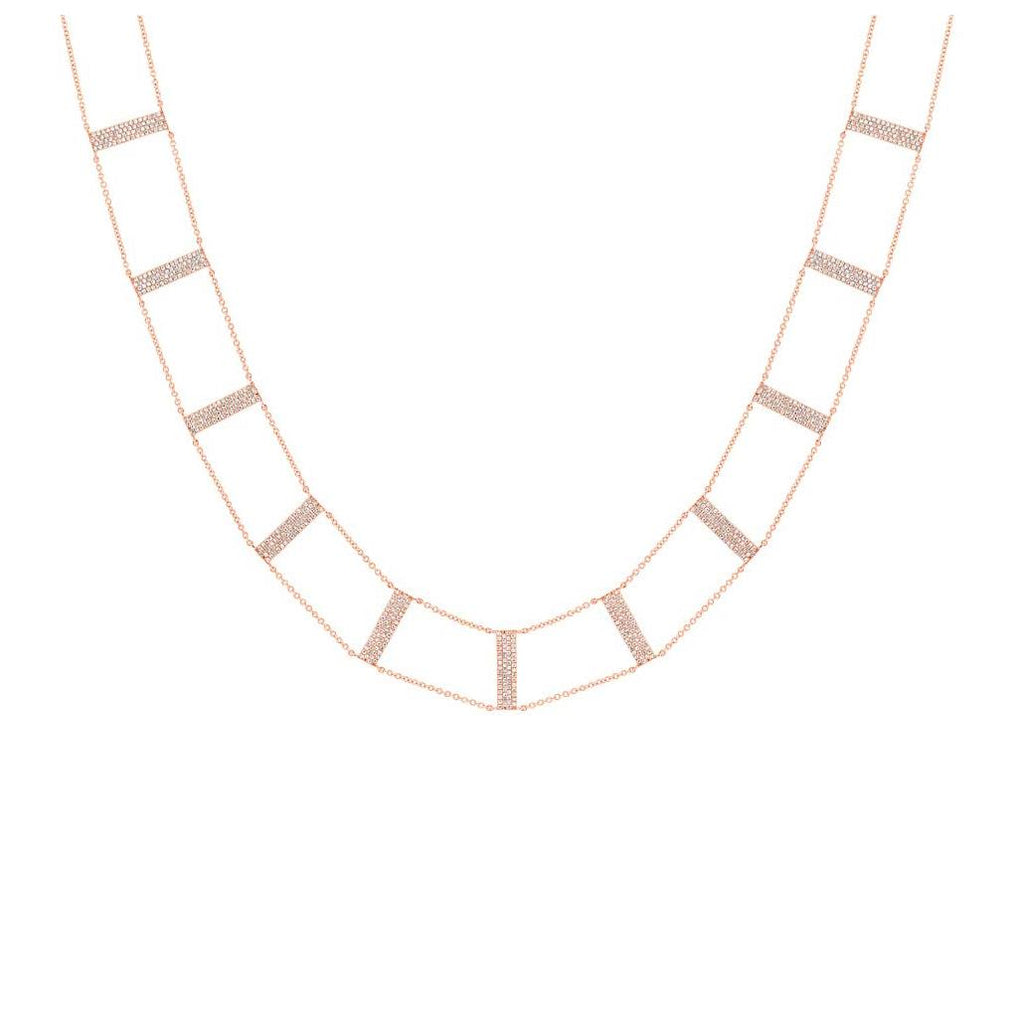 1.51 Ctw 14k Rose Gold Diamond Ladder Necklace