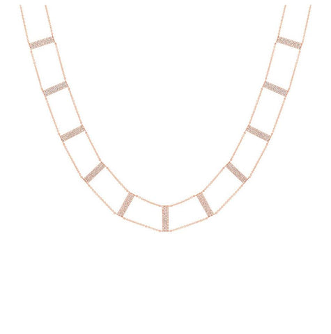 1.51 Ctw 14k Rose Gold Diamond Ladder Necklace