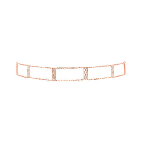 0.33 Ctw 14k Rose Gold Diamond Ladder Choker Necklace