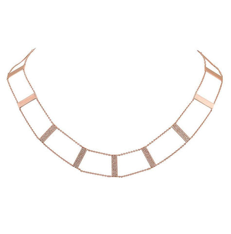 0.71 Ctw 14k Rose Gold Diamond Ladder Necklace