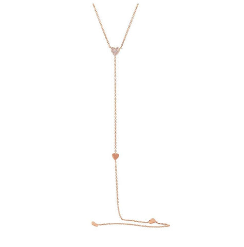 0.09 Ctw 14k Rose Gold Diamond Heart Lariat Necklace