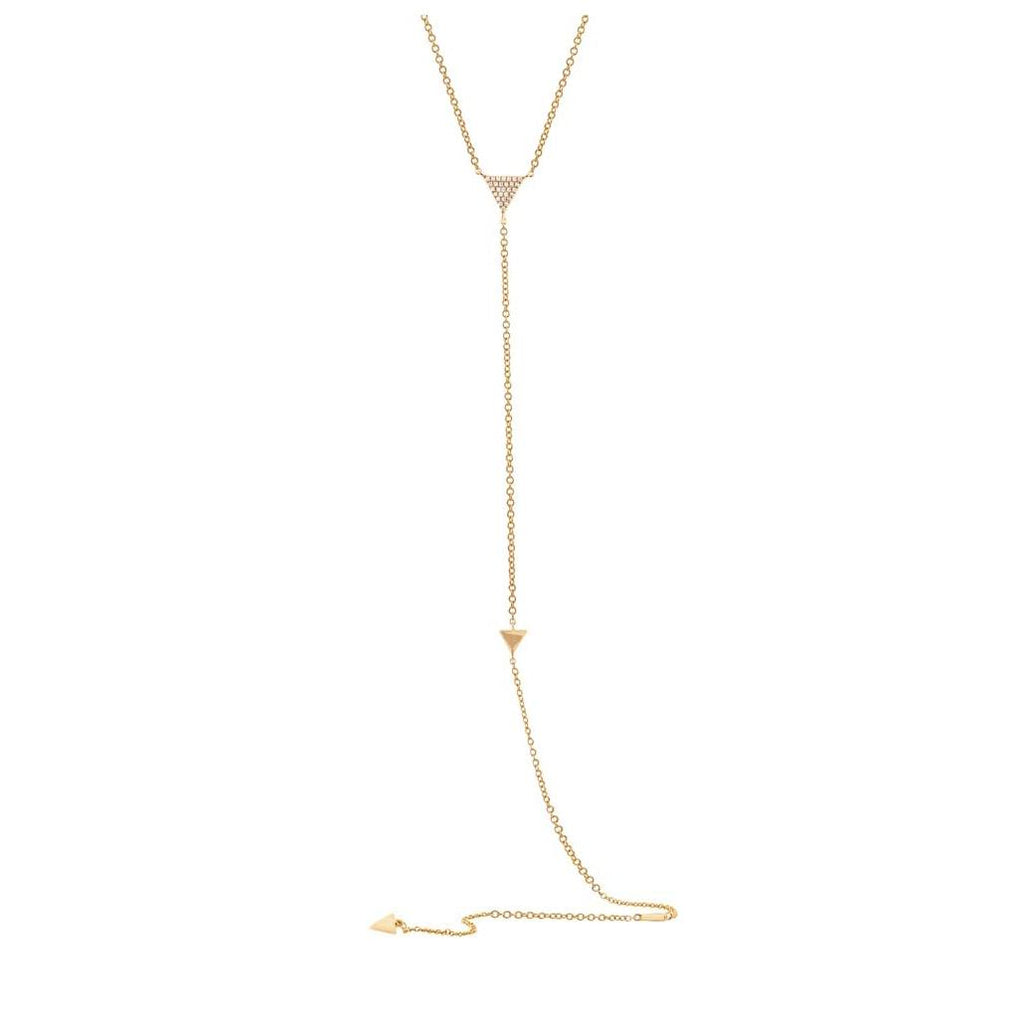 0.07 Ctw 14k Yellow Gold Diamond Triangle Lariat Necklace