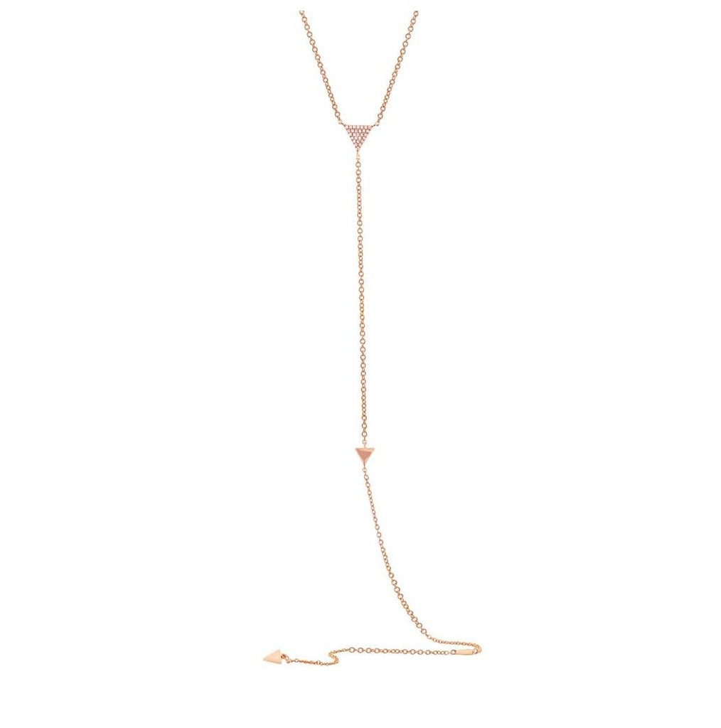 0.07 Ctw 14k Rose Gold Diamond Triangle Lariat Necklace