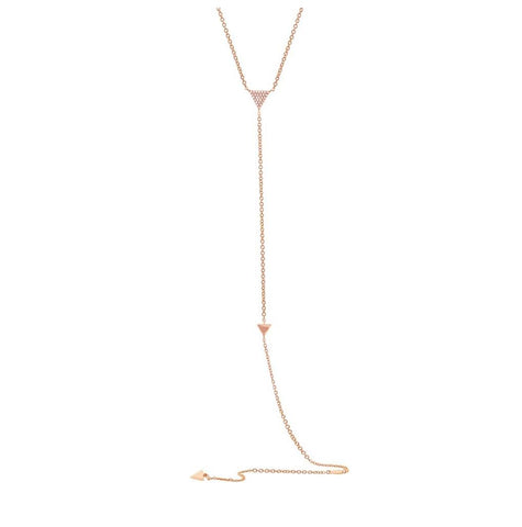 0.07 Ctw 14k Rose Gold Diamond Triangle Lariat Necklace