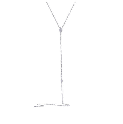 0.09 Ctw 14k White Gold Diamond Lariat Necklace