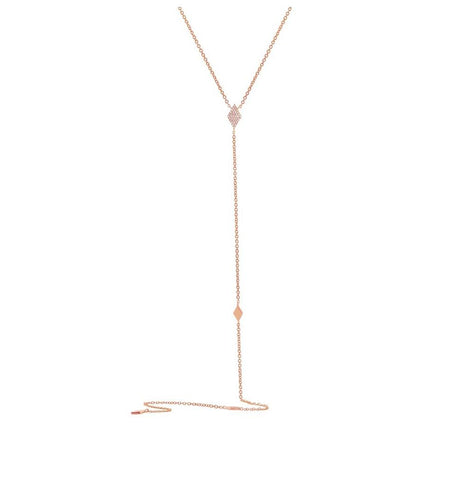 0.09 Ctw 14k Rose Gold Diamond Lariat Necklace