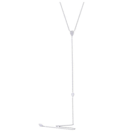 0.09 Ctw 14k White Gold Diamond Lariat Necklace