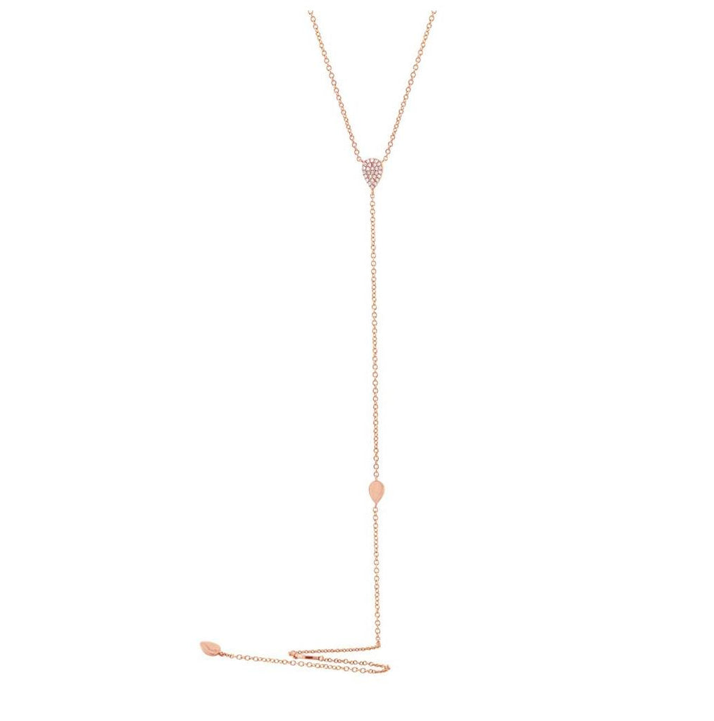 0.09 Ctw 14k Rose Gold Diamond Lariat Necklace