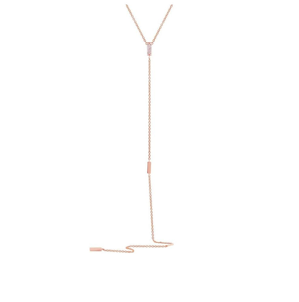 0.08 Ctw 14k Rose Gold Diamond Lariat Necklace