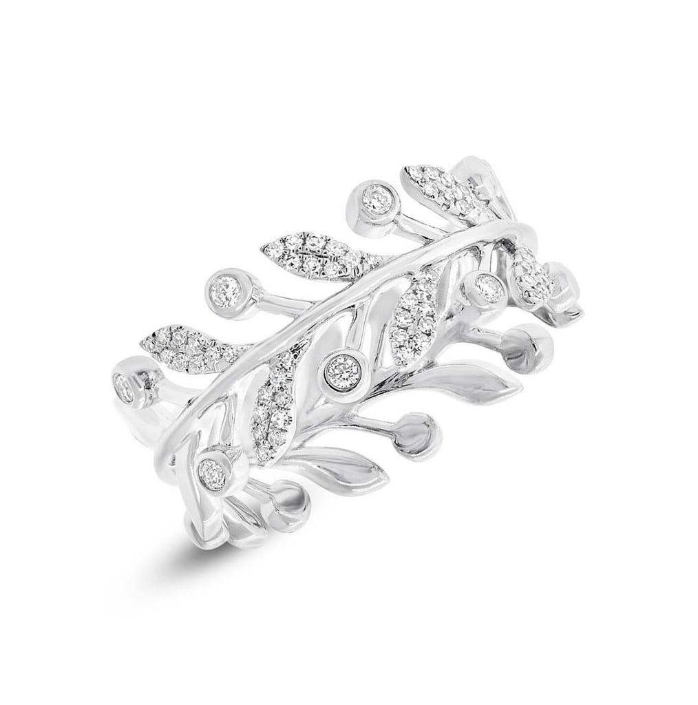 0.24 Ctw 14k White Gold Diamond  Eternity Leaf Ring Size 8.5