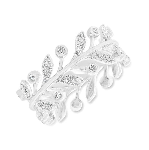 0.59 Ctw 14k White Gold Diamond Eternity Leaf Ring Size 8.5