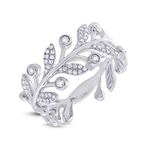 0.24 Ctw 14k White Gold Diamond Leaf Ring