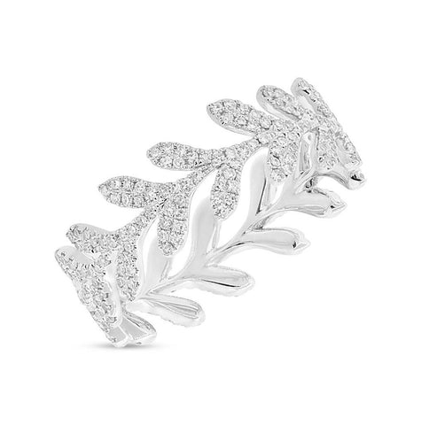0.59 Ctw 14k White Gold Diamond Leaf Ring