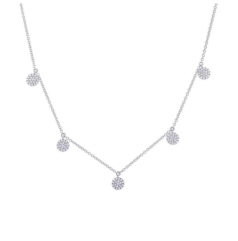 0.22 Ctw 14k White Gold Diamond Pave Circle Necklace