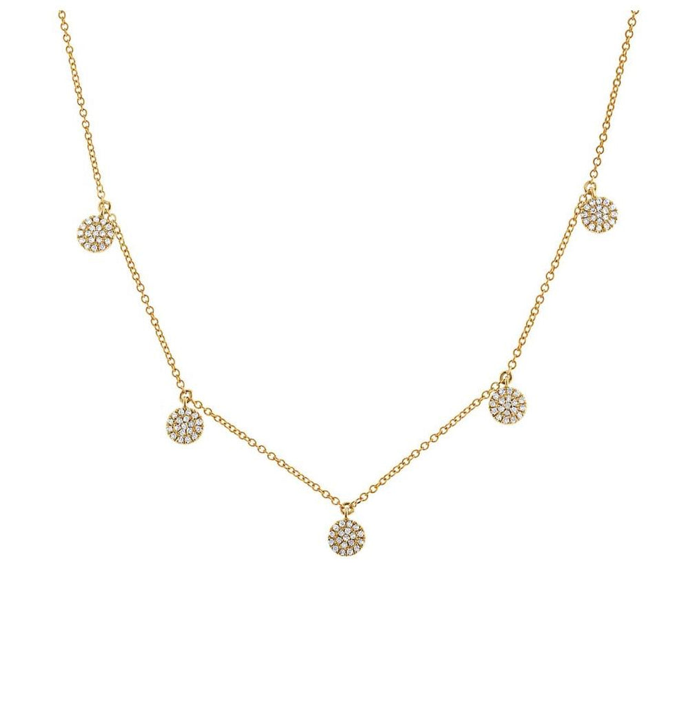 0.22 Ctw 14k Yellow Gold Diamond Pave Circle Necklace