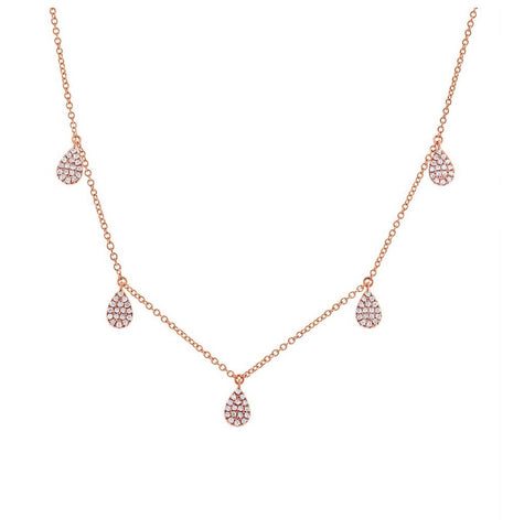 0.27 Ctw 14k Rose Gold Diamond Pave Necklace