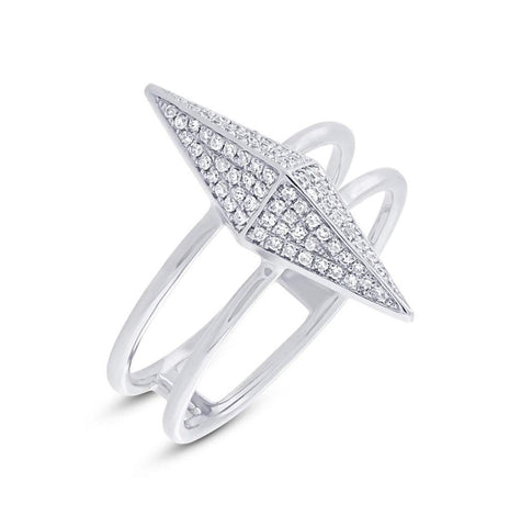 0.22 Ctw 14k White Gold Diamond Pave Pyramid Ring