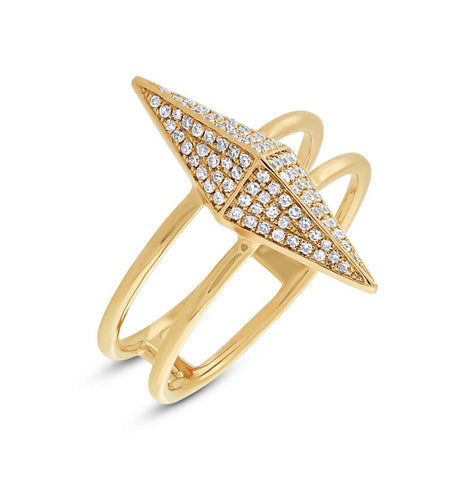 0.22 Ctw 14k Yellow Gold Diamond Pave Pyramid Ring