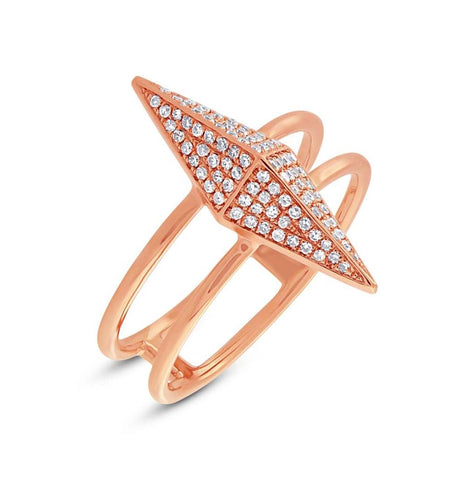 0.22 Ctw 14k Rose Gold Diamond Pave Pyramid Ring