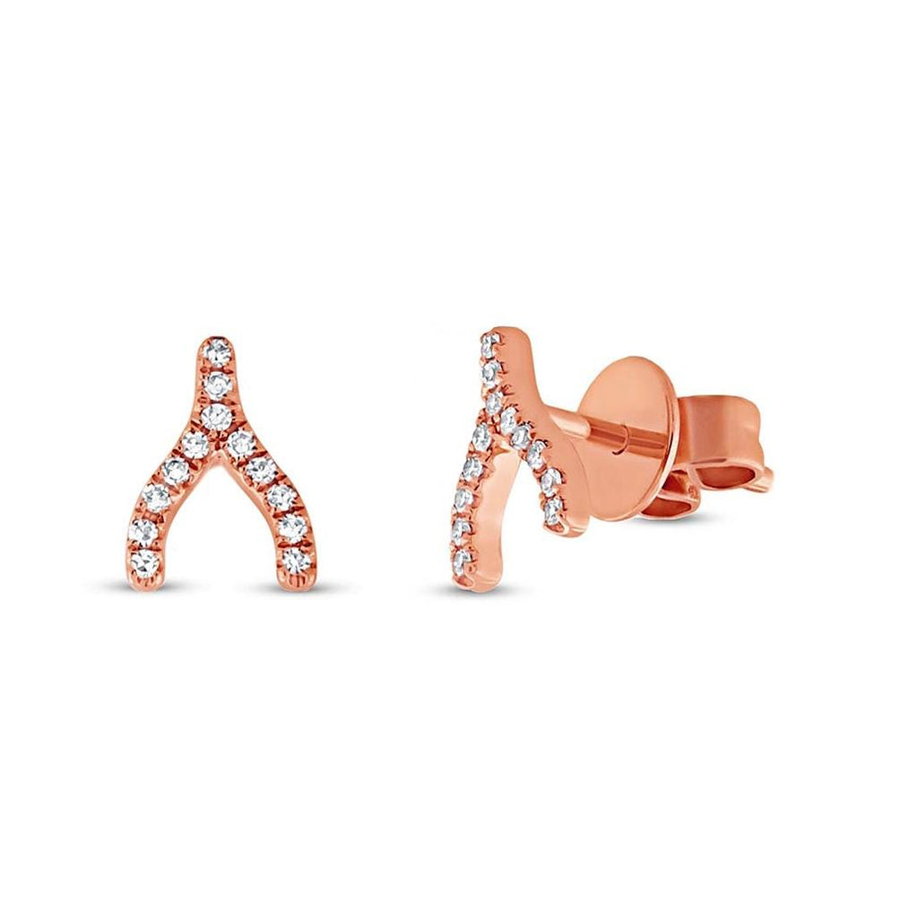 0.06 Ctw 14k Rose Gold Diamond Wishbone Earring