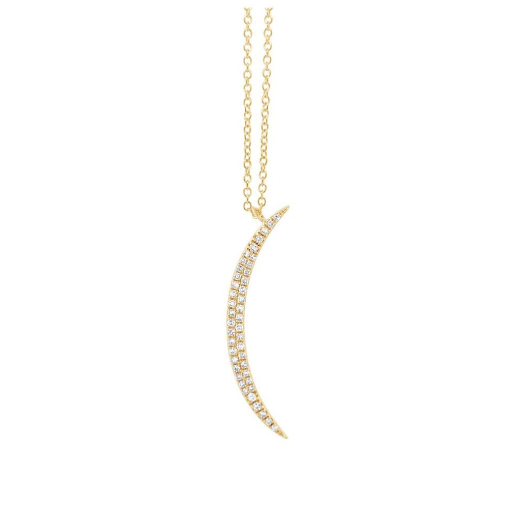 0.13 Ctw 14k Yellow Gold Diamond Crescent Pendant Necklace With 18 Inch Chain