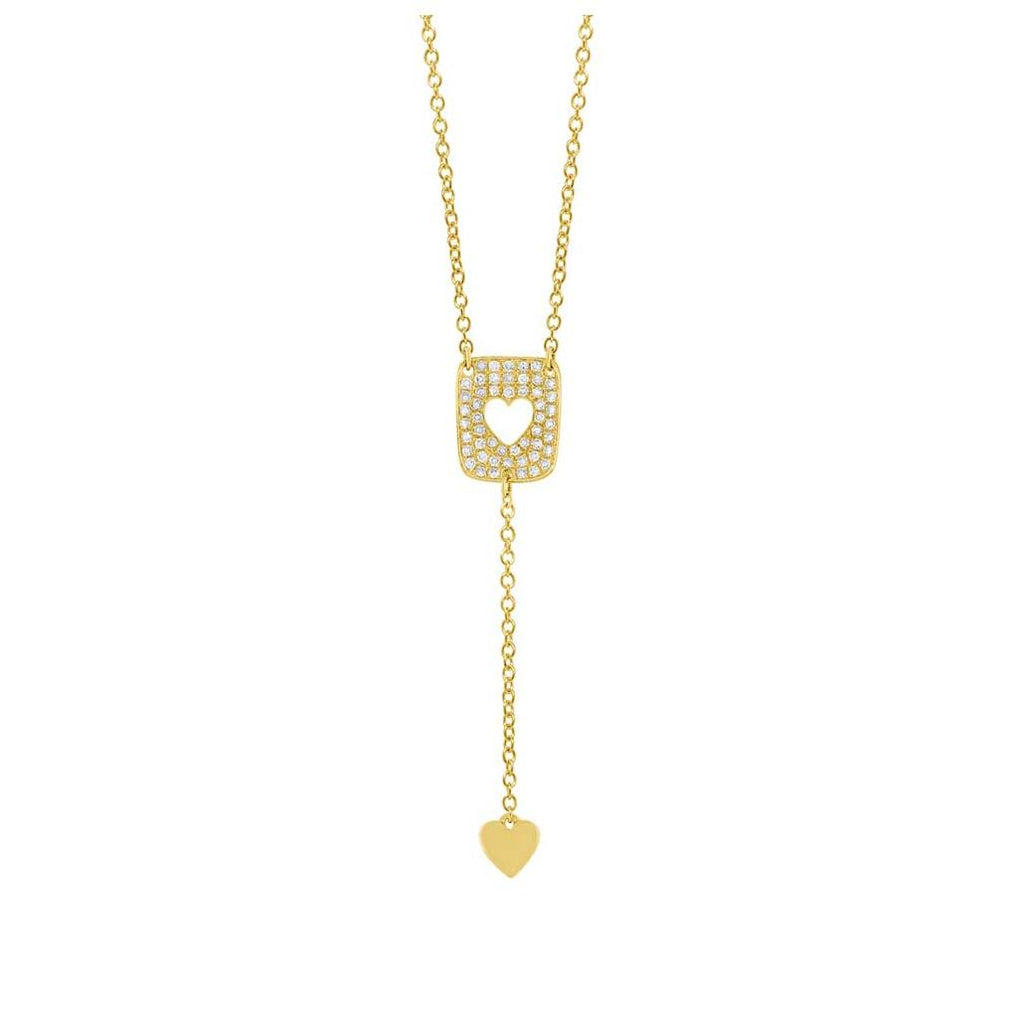 0.13 Ctw 14k Yellow Gold Diamond Heart Lariat Necklace