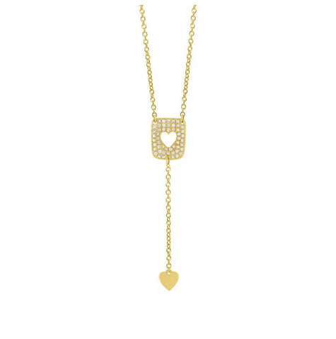 0.13 Ctw 14k Yellow Gold Diamond Heart Lariat Necklace