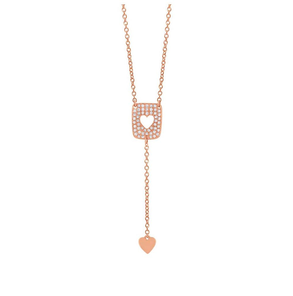 0.13 Ctw 14k Rose Gold Diamond Heart Lariat Necklace