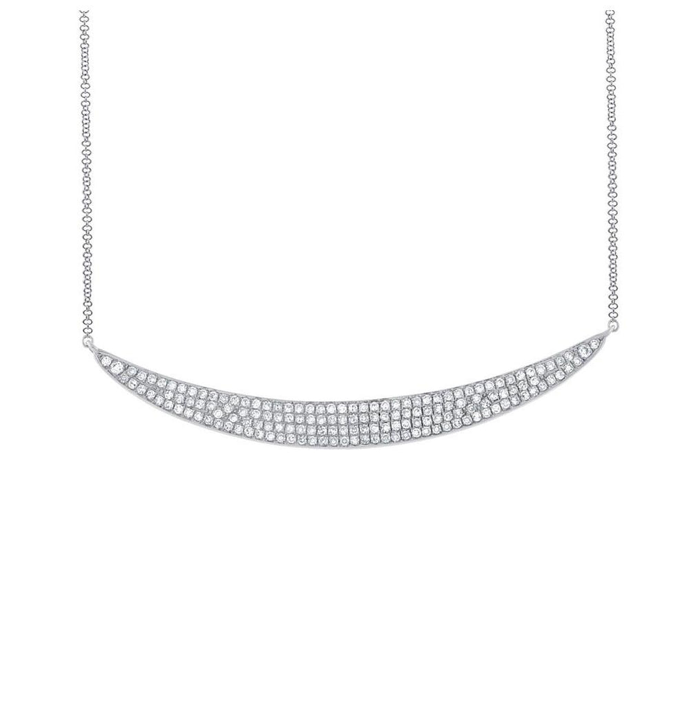 0.42 Ctw 14k White Gold Diamond Pave Crescent Necklace