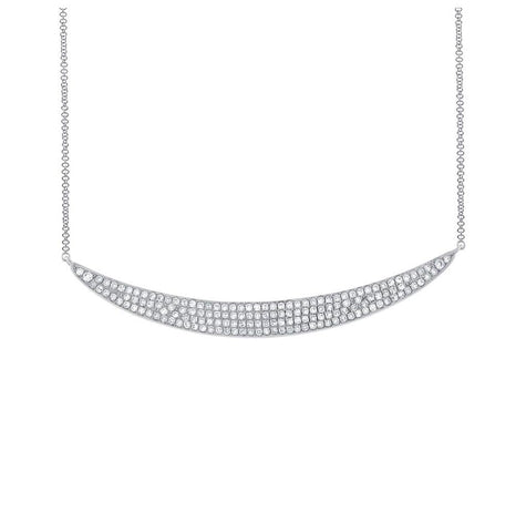 0.42 Ctw 14k White Gold Diamond Pave Crescent Necklace