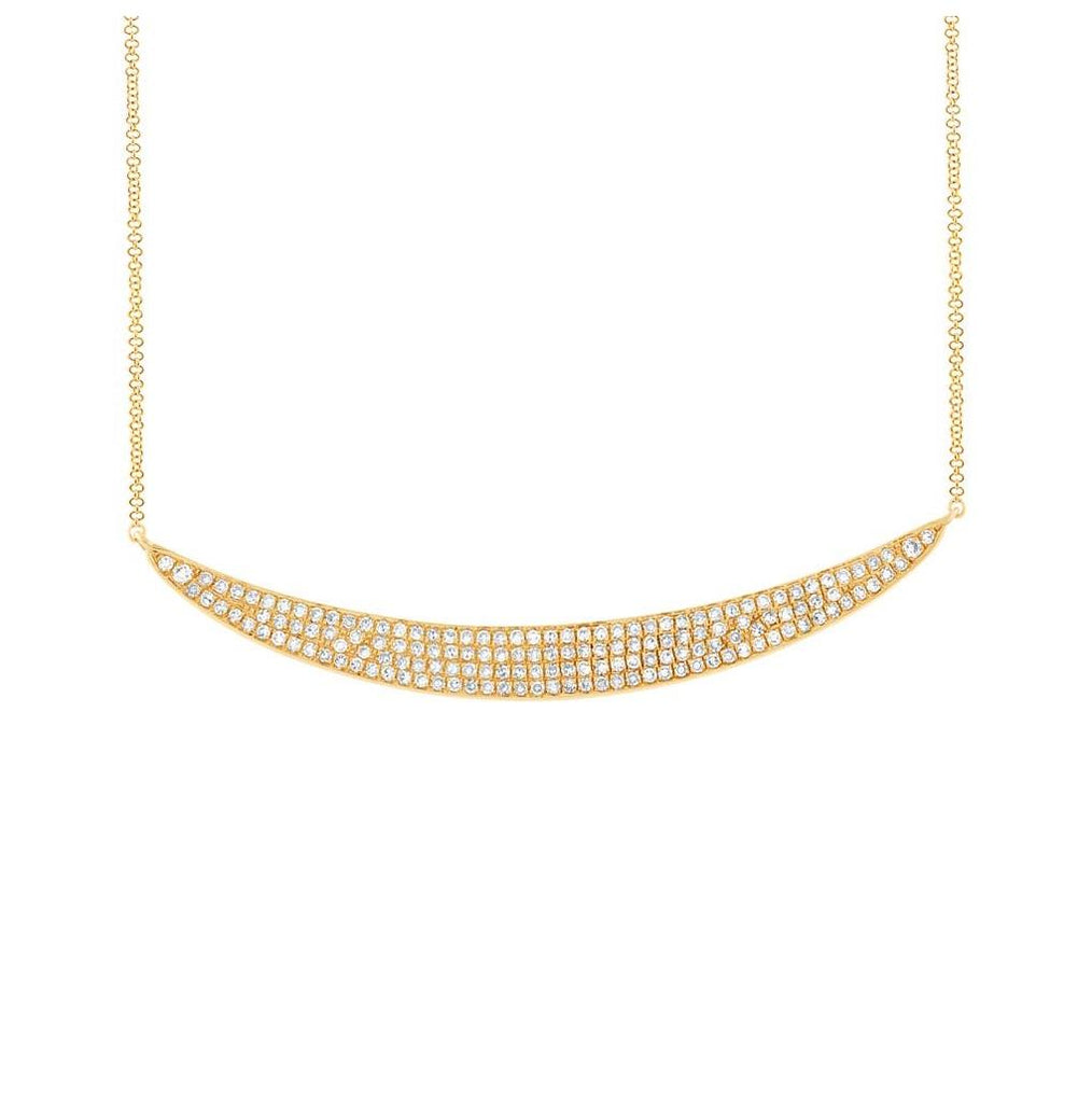 0.42 Ctw 14k Yellow Gold Diamond Pave Crescent Necklace