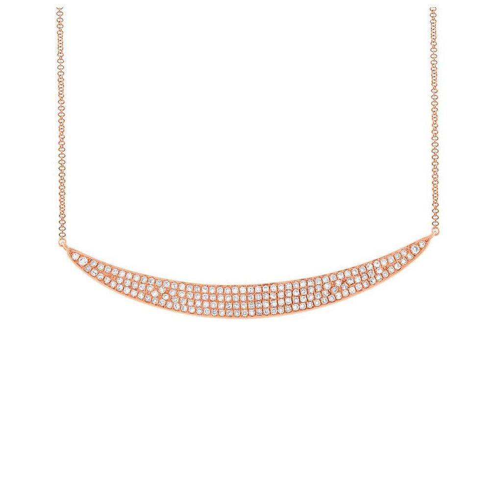 0.42 Ctw 14k Rose Gold Diamond Pave Crescent Necklace