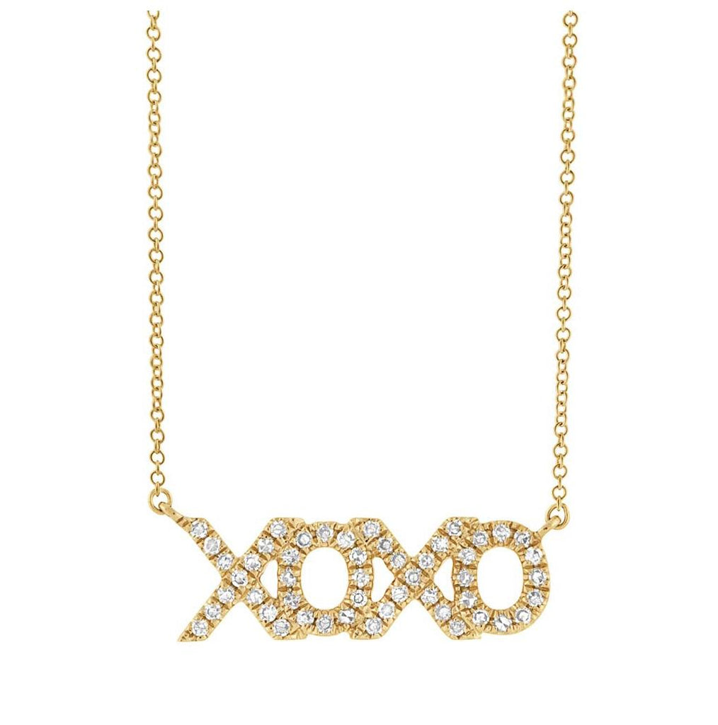 0.15 Ctw 14k Yellow Gold Diamond "xoxo" Necklace