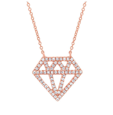 0.15 Ctw 14k Rose Gold Diamond Necklace