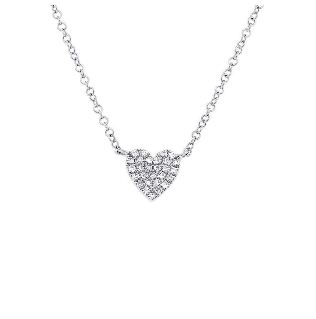 0.09 Ctw 14k White Gold Diamond Heart Necklace